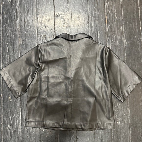 Faux Leather Black Shirt Jacket - Picture 5 of 6